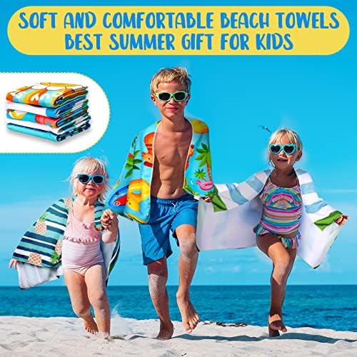 Buryeah 10PCS Beach Towels Kids 30x60 Inch Microfiber Absorbent