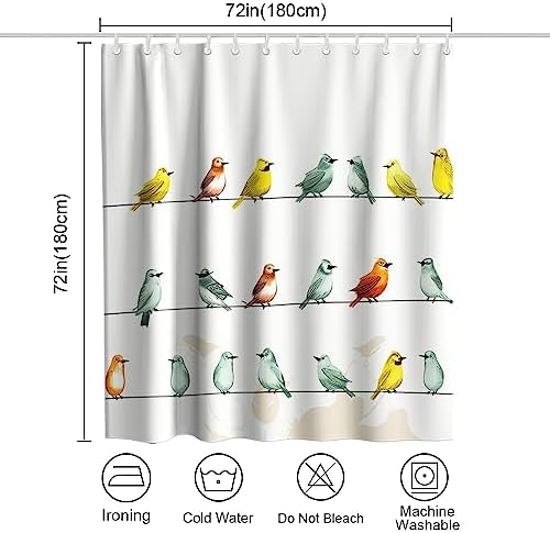 OTRANTO Many Cute Bird Shower Curtain for Kids