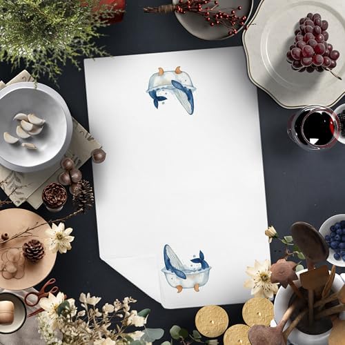 Elegant Coastal Whale Bath Towels