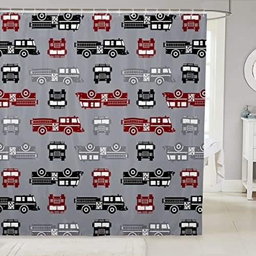 Erose 3D Fire Truck Bath Curtain