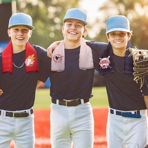 Baseball Towels Set 14x29 - 3-Piece Red Blue White Embroidered - Soft Cotton