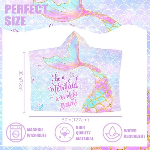 FUTBU Mermaid Hooded Bath Towel for Kids