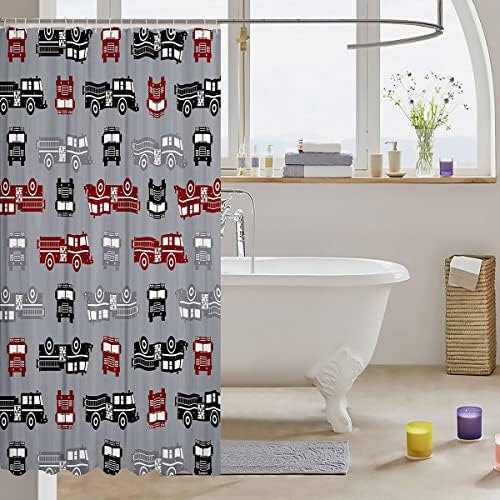 Erose 3D Fire Truck Bath Curtain