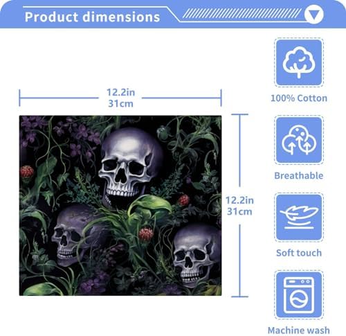Skull Washcloth 2-Piece Reusable Soft Absorbent Baby Face Towels 12x12