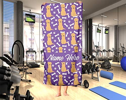 Personalized Corner Goldendoodle Pattern Beach and Bath Towels