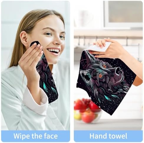 YETTASBIN Galaxy Wolf Washcloths 2 Pack