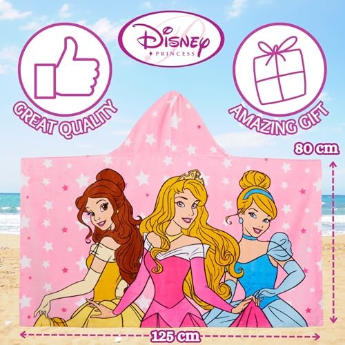 Disney Princess Hooded Towel - Premium Beach Cover Fast Dry Machine Washable