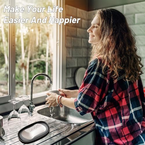 Ceramic Soap Dish with Drain Holder Easy Cleaning White
