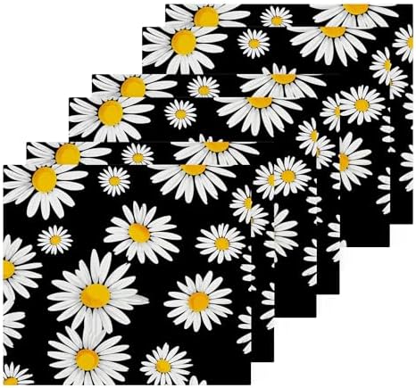 PYBUG White Daisies Pure Cotton Washcloths Set 2 Pack
