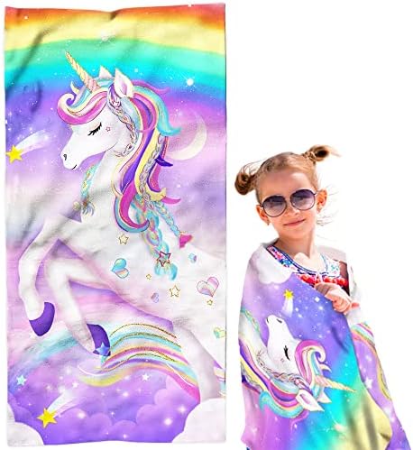 Unicorn Beach Towel for Girls 30 x 60