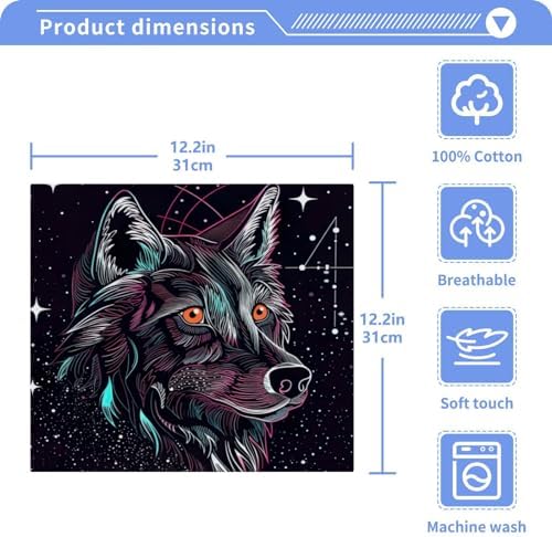 YETTASBIN Galaxy Wolf Washcloths 2 Pack