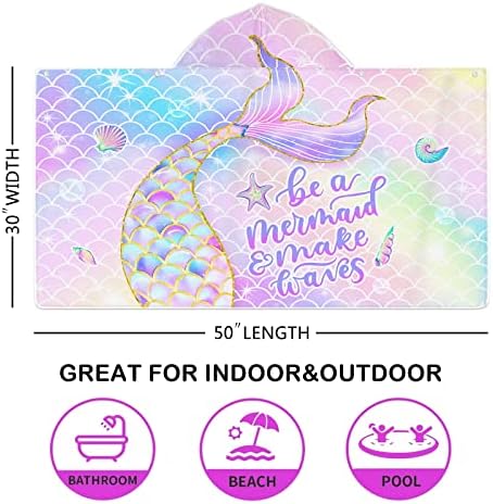 Bonsai Tree Mermaid Beach Towel Kids bath Hooded Poncho 30 x 50