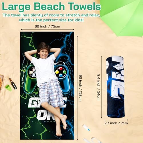 R HORSE Black Video Game Beach Towel for Kids Adults