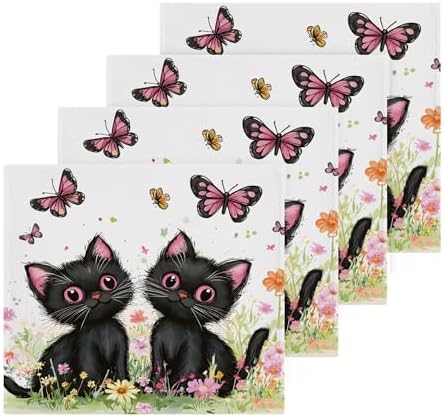 FJDENG Cat Washcloths 2 Pack Soft Cotton Towels