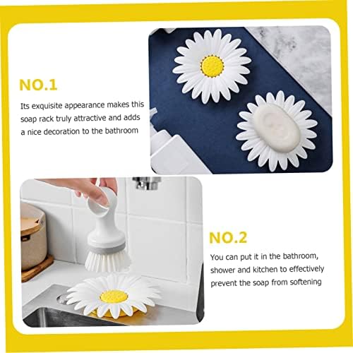 LIFKOME 4pcs Double Layer Daisy Soap Box with Drainage Storage