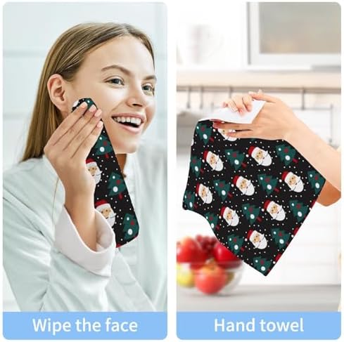 Christmas Santa Claus Soft Absorbent Washcloth Set - 2-Piece 12x12 inch