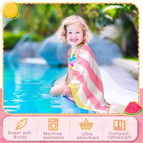 Cushy Beach Towels for Girls Boys Reusable Machine Washable Microfiber Fabric