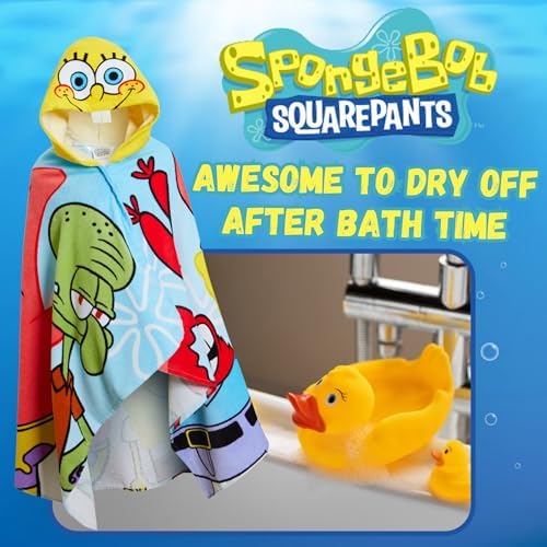 SpongeBob SquarePants Kids 100 Cotton Hooded Bath TowelPerfect for Swimming Beach Fun