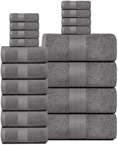 Luxurious 18-Piece Dark Grey Towel Set for Complete Bath Experience