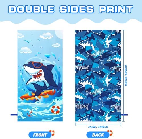 Shark Funemplikation Beach Towels for Kids Double-Sided 30 x 60
