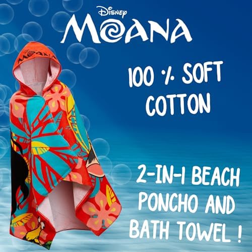 Moana Kids Bath Towel 100 Cotton Hooded Poncho