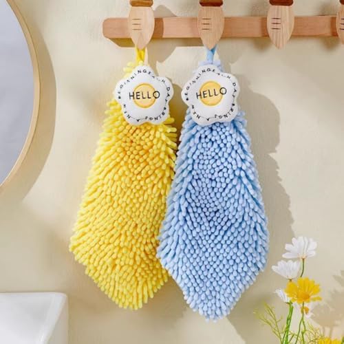 Chenille Bath Hand Towels with Hanging Loop for Adults and Kids