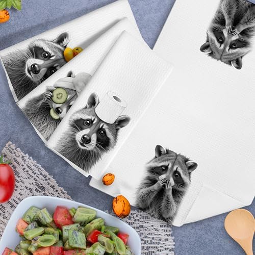 Nipi 125-XJ-MJ4 Smart Funny Raccoon Bathroom Towels Set of 4