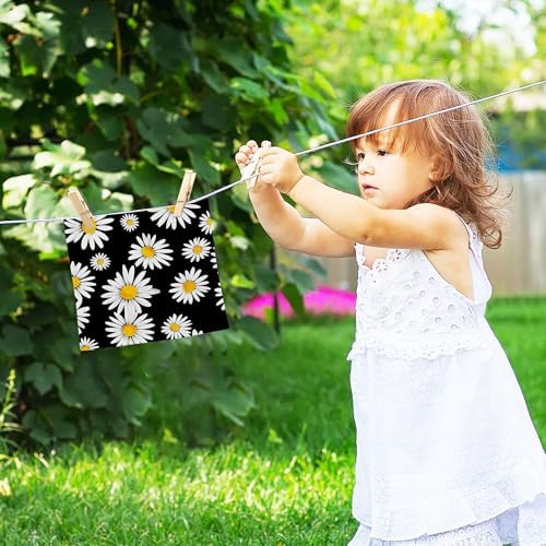 PYBUG White Daisies Pure Cotton Washcloths Set 2 Pack