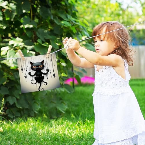 FJDENG 2-Piece Cat Washcloths Soft Cotton Face Towels for Home Travel