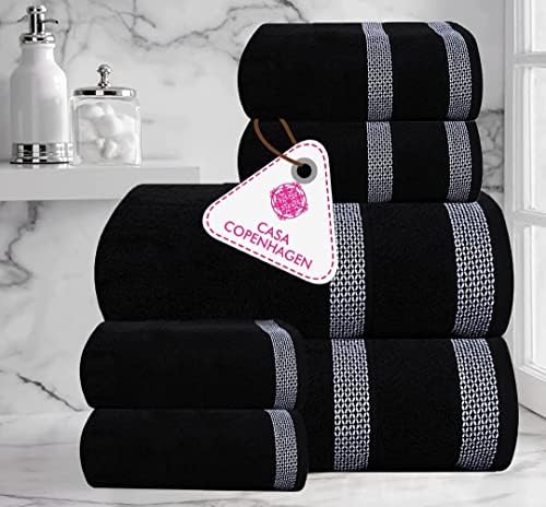 Casa Copenhagen Solitaire 6-Piece bath towel set Soft Egyptian Cotton Bright Black