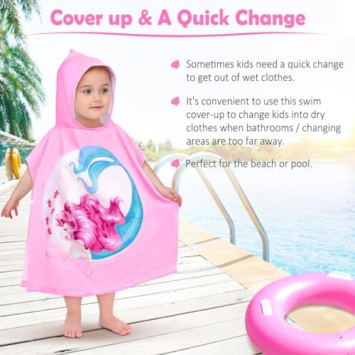 HUANLANG Kids Super Soft Absorbent Hooded Beach Towel for Boys Girls