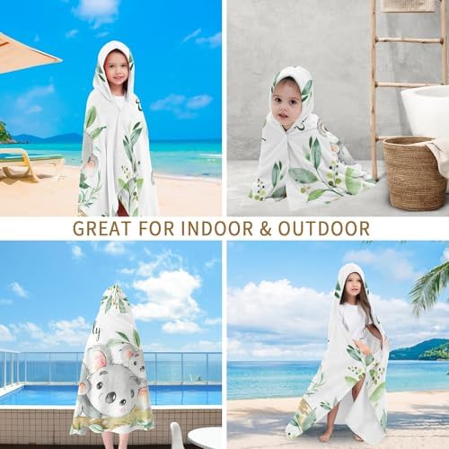 Custom Bath Towel with Hood Koala Beartwins Greeny Leaves Eco-Friendly Kids Towels