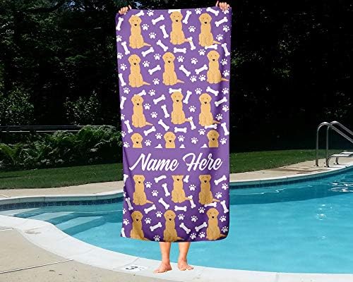 Personalized Corner Goldendoodle Pattern Beach and Bath Towels