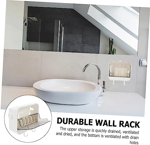 PRETYZOOM 2 Hooks Wall Mounted Dish Toiletry Storage Holder
