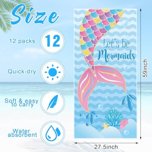 12 Mermaid Bath Towels Set