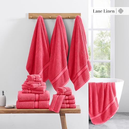 LANE LINEN Luxury Bath Towels Set Vippered 3-Piece Solid Cotton Set