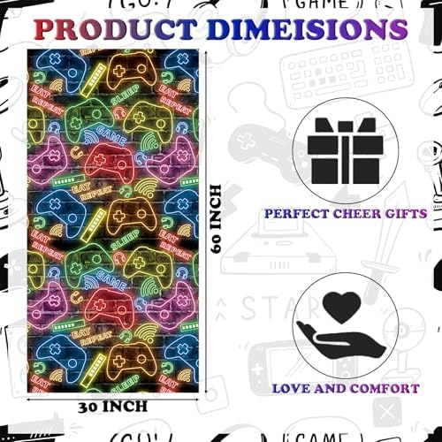 Neon Game Patterned Beach Towel for Kids 30x60 Inch