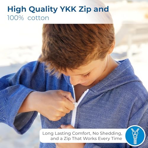 Kids Bathrobe with Hood and Zip-Up Design