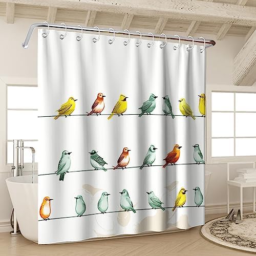 OTRANTO Many Cute Bird Shower Curtain for Kids