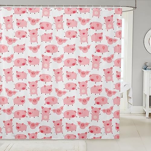 Unique Kids Shower Curtain with Pigs for Washroom Fun