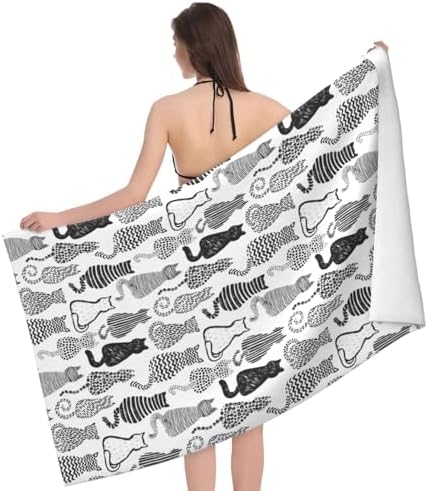 Kawaii Cat Beach Towel - Soft Absorbent 52x32