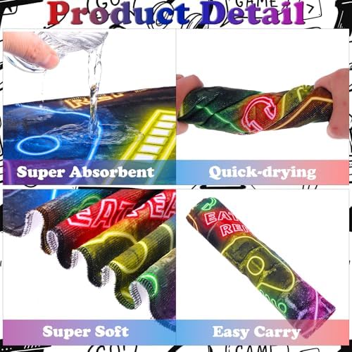 Neon Game Patterned Beach Towel for Kids 30x60 Inch