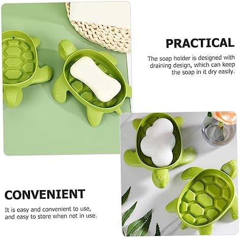 CIIEEO 4pcs Turtle Shaped Self-Draining Soap Dish