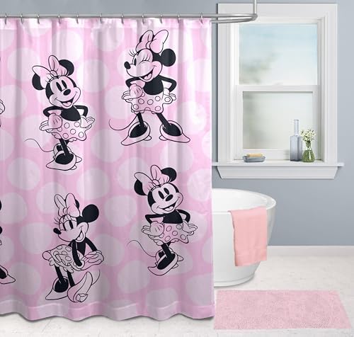 Minnie Mouse Kids Blush Pink Show Shower Curtain with Fun Design