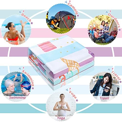 Tondiamo Kids Beach Towels for Girls Ice Cream Pattern