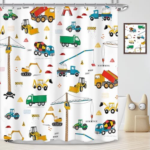 Kids Construction Truck Shower Curtain