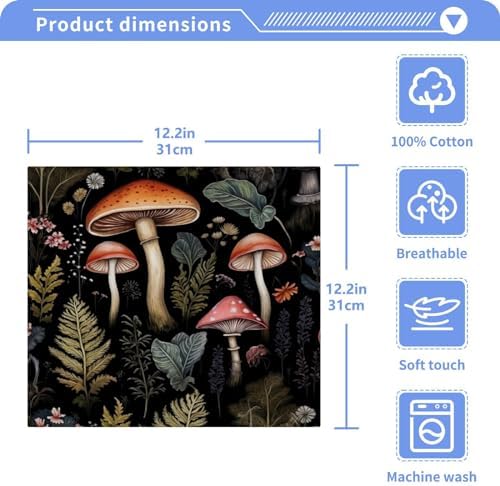 Yettasbin Mushroom Washcloths 2 Pack Soft Absorbent Cotton Face Towels
