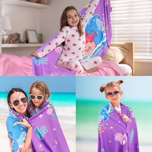 Mermaid Kids Beach Towel Quick Dry Microfiber
