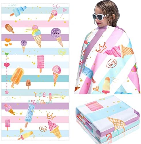 Tondiamo Kids Beach Towels for Girls Ice Cream Pattern
