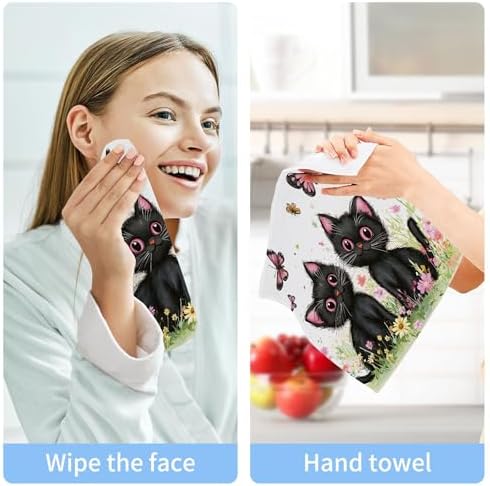 FJDENG Cat Washcloths 2 Pack Soft Cotton Towels